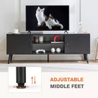 Meuble TV JIONJOY 60 Console multimédia avec rangements et étagères réglables