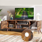 Meuble TV JIONJOY 60 Console multimédia avec rangements et étagères réglables