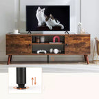 Meuble TV JIONJOY 60 Console multimédia avec rangements et étagères réglables