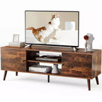 Meuble TV JIONJOY 60 Console multimédia avec rangements et étagères réglables