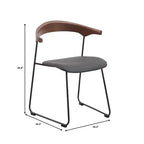LeisureMod Lyra Series - Lot de 2 chaises de salle à manger modernes rembourrées, assise en cuir avec dossier en hêtre et pieds en fer, pour cuisine moderne, salle à manger, maison, café