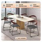 LeisureMod Lyra Series - Lot de 2 chaises de salle à manger modernes rembourrées, assise en cuir avec dossier en hêtre et pieds en fer, pour cuisine moderne, salle à manger, maison, café