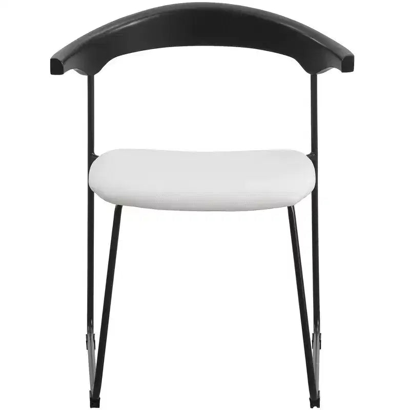 LeisureMod Lyra Series - Lot de 2 chaises de salle à manger modernes rembourrées, assise en cuir avec dossier en hêtre et pieds en fer, pour cuisine moderne, salle à manger, maison, café