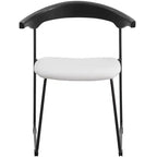 LeisureMod Lyra Series - Lot de 2 chaises de salle à manger modernes rembourrées, assise en cuir avec dossier en hêtre et pieds en fer, pour cuisine moderne, salle à manger, maison, café