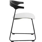 LeisureMod Lyra Series - Lot de 2 chaises de salle à manger modernes rembourrées, assise en cuir avec dossier en hêtre et pieds en fer, pour cuisine moderne, salle à manger, maison, café