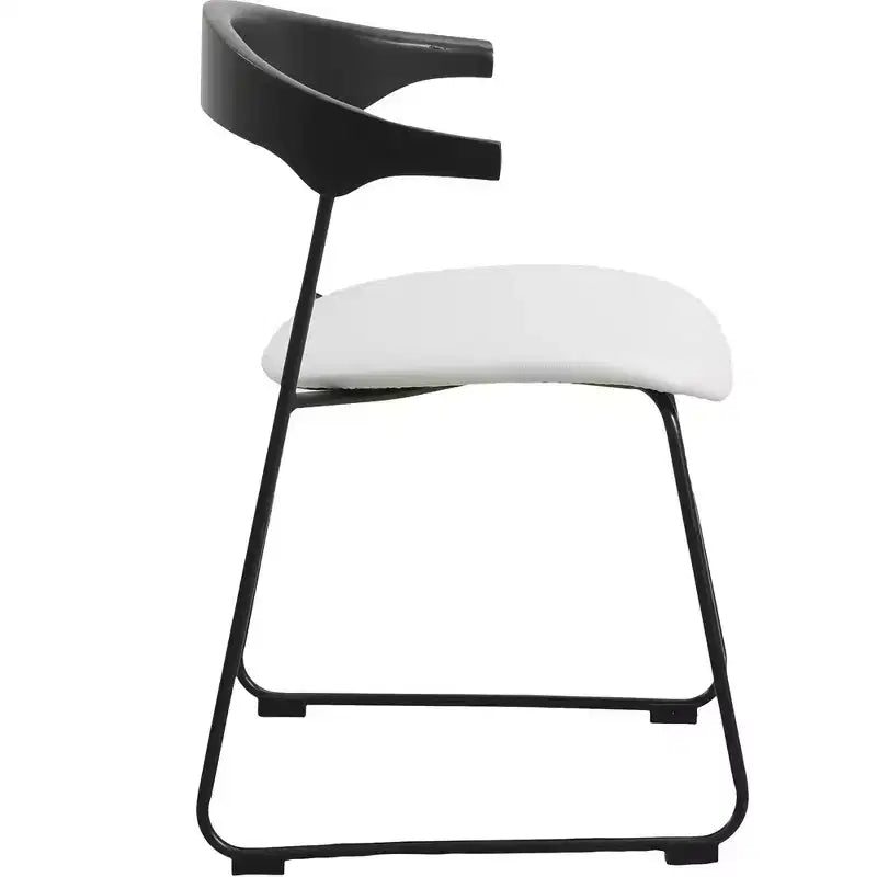 LeisureMod Lyra Series - Lot de 2 chaises de salle à manger modernes rembourrées, assise en cuir avec dossier en hêtre et pieds en fer, pour cuisine moderne, salle à manger, maison, café
