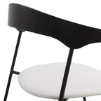 LeisureMod Lyra Series - Lot de 2 chaises de salle à manger modernes rembourrées, assise en cuir avec dossier en hêtre et pieds en fer, pour cuisine moderne, salle à manger, maison, café