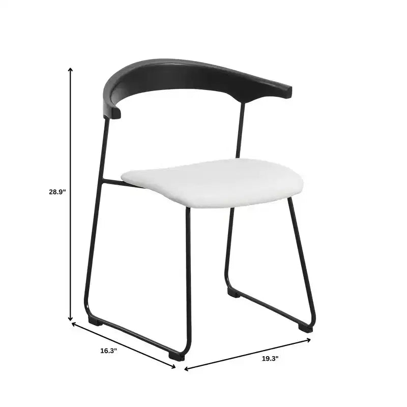 LeisureMod Lyra Series - Lot de 2 chaises de salle à manger modernes rembourrées, assise en cuir avec dossier en hêtre et pieds en fer, pour cuisine moderne, salle à manger, maison, café