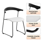 LeisureMod Lyra Series - Lot de 2 chaises de salle à manger modernes rembourrées, assise en cuir avec dossier en hêtre et pieds en fer, pour cuisine moderne, salle à manger, maison, café
