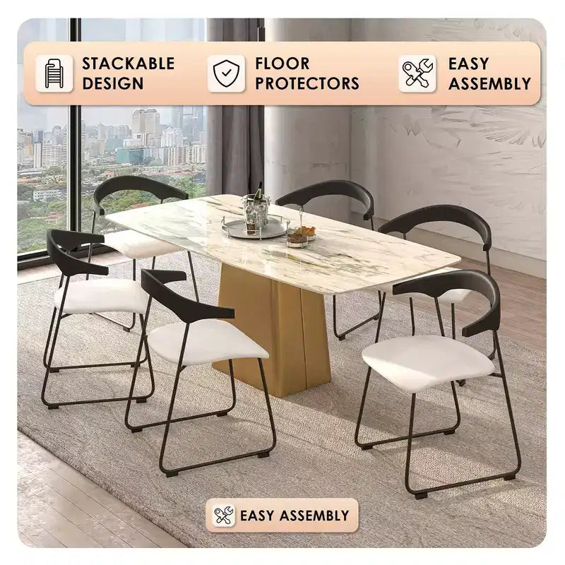 LeisureMod Lyra Series - Lot de 2 chaises de salle à manger modernes rembourrées, assise en cuir avec dossier en hêtre et pieds en fer, pour cuisine moderne, salle à manger, maison, café