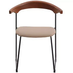 LeisureMod Lyra Series - Lot de 2 chaises de salle à manger modernes rembourrées, assise en cuir avec dossier en hêtre et pieds en fer, pour cuisine moderne, salle à manger, maison, café