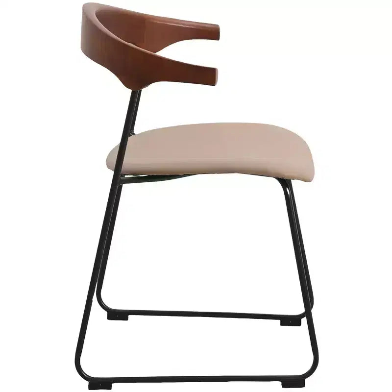 LeisureMod Lyra Series - Lot de 2 chaises de salle à manger modernes rembourrées, assise en cuir avec dossier en hêtre et pieds en fer, pour cuisine moderne, salle à manger, maison, café