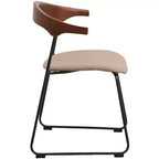 LeisureMod Lyra Series - Lot de 2 chaises de salle à manger modernes rembourrées, assise en cuir avec dossier en hêtre et pieds en fer, pour cuisine moderne, salle à manger, maison, café