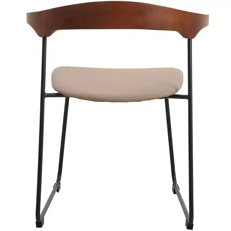 LeisureMod Lyra Series - Lot de 2 chaises de salle à manger modernes rembourrées, assise en cuir avec dossier en hêtre et pieds en fer, pour cuisine moderne, salle à manger, maison, café