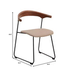 LeisureMod Lyra Series - Lot de 2 chaises de salle à manger modernes rembourrées, assise en cuir avec dossier en hêtre et pieds en fer, pour cuisine moderne, salle à manger, maison, café