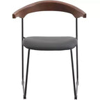LeisureMod Lyra Series - Lot de 2 chaises de salle à manger modernes rembourrées, assise en cuir avec dossier en hêtre et pieds en fer, pour cuisine moderne, salle à manger, maison, café