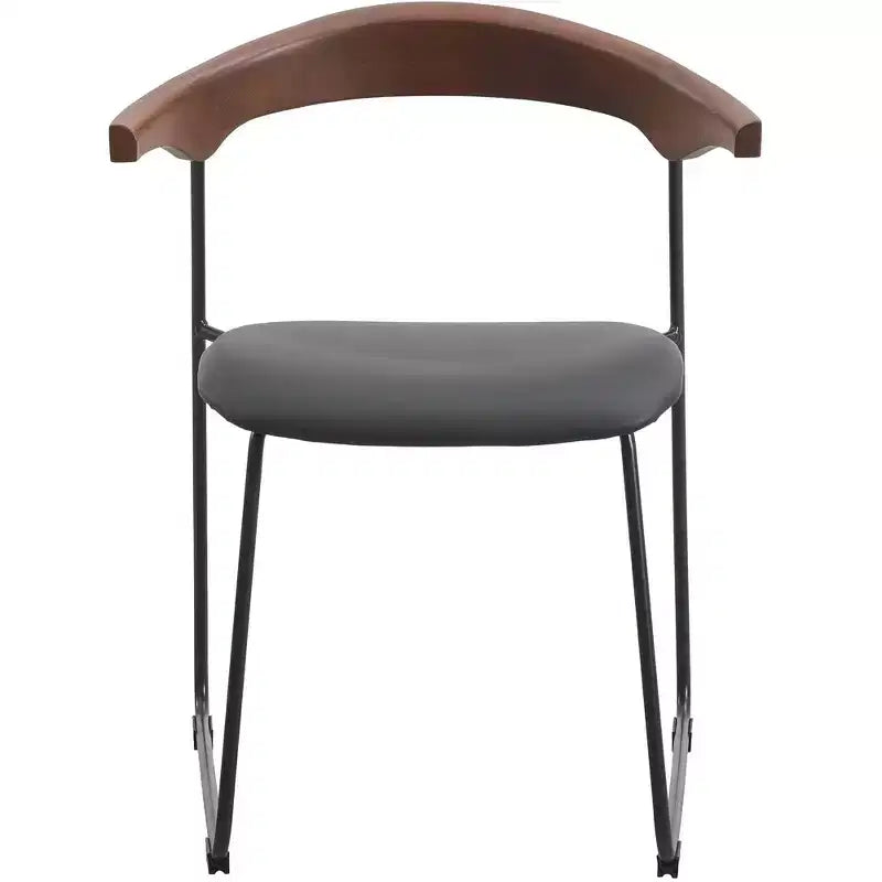 LeisureMod Lyra Series - Lot de 2 chaises de salle à manger modernes rembourrées, assise en cuir avec dossier en hêtre et pieds en fer, pour cuisine moderne, salle à manger, maison, café