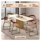 LeisureMod Lyra Series - Lot de 2 chaises de salle à manger modernes rembourrées, assise en cuir avec dossier en hêtre et pieds en fer, pour cuisine moderne, salle à manger, maison, café