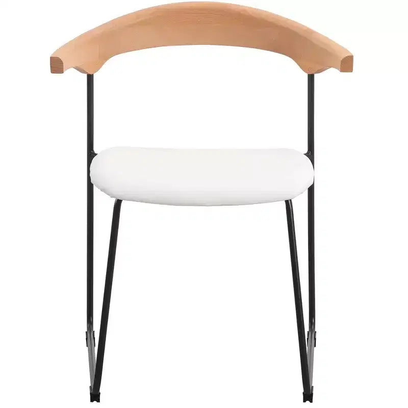 LeisureMod Lyra Series - Lot de 2 chaises de salle à manger modernes rembourrées, assise en cuir avec dossier en hêtre et pieds en fer, pour cuisine moderne, salle à manger, maison, café