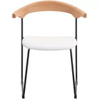 LeisureMod Lyra Series - Lot de 2 chaises de salle à manger modernes rembourrées, assise en cuir avec dossier en hêtre et pieds en fer, pour cuisine moderne, salle à manger, maison, café