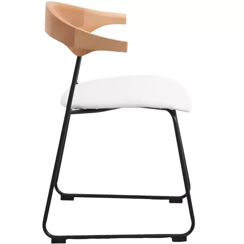 LeisureMod Lyra Series - Lot de 2 chaises de salle à manger modernes rembourrées, assise en cuir avec dossier en hêtre et pieds en fer, pour cuisine moderne, salle à manger, maison, café