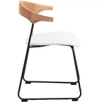 LeisureMod Lyra Series - Lot de 2 chaises de salle à manger modernes rembourrées, assise en cuir avec dossier en hêtre et pieds en fer, pour cuisine moderne, salle à manger, maison, café