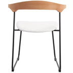 LeisureMod Lyra Series - Lot de 2 chaises de salle à manger modernes rembourrées, assise en cuir avec dossier en hêtre et pieds en fer, pour cuisine moderne, salle à manger, maison, café