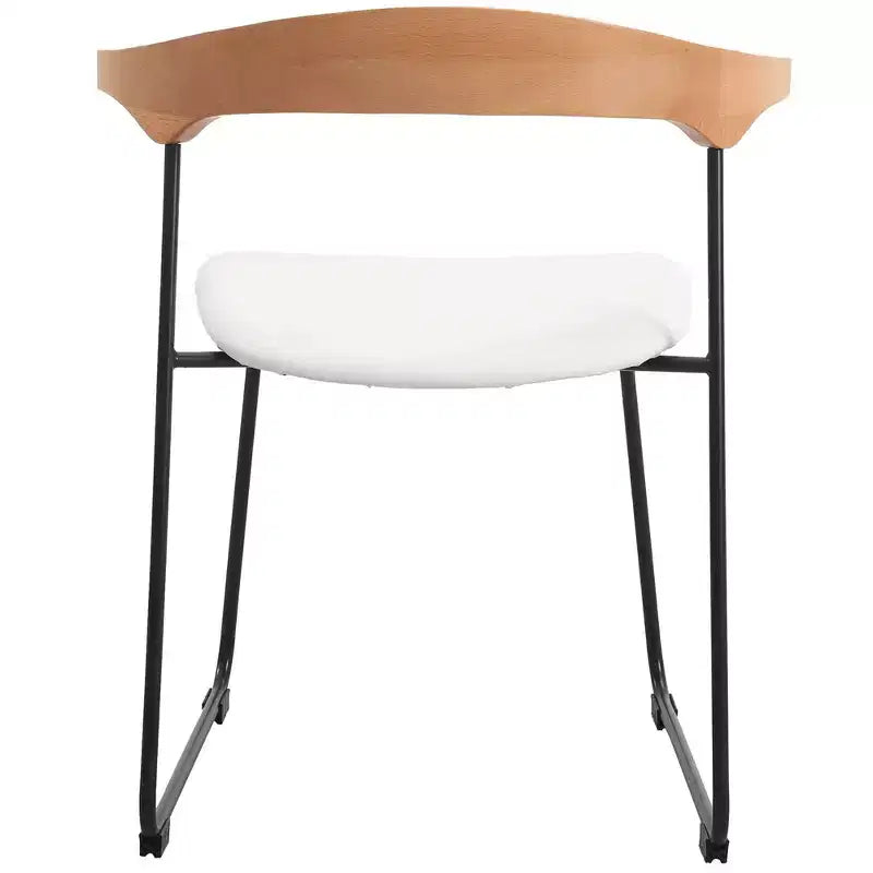 LeisureMod Lyra Series - Lot de 2 chaises de salle à manger modernes rembourrées, assise en cuir avec dossier en hêtre et pieds en fer, pour cuisine moderne, salle à manger, maison, café