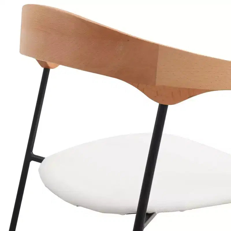 LeisureMod Lyra Series - Lot de 2 chaises de salle à manger modernes rembourrées, assise en cuir avec dossier en hêtre et pieds en fer, pour cuisine moderne, salle à manger, maison, café