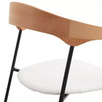 LeisureMod Lyra Series - Lot de 2 chaises de salle à manger modernes rembourrées, assise en cuir avec dossier en hêtre et pieds en fer, pour cuisine moderne, salle à manger, maison, café