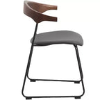 LeisureMod Lyra Series - Lot de 2 chaises de salle à manger modernes rembourrées, assise en cuir avec dossier en hêtre et pieds en fer, pour cuisine moderne, salle à manger, maison, café