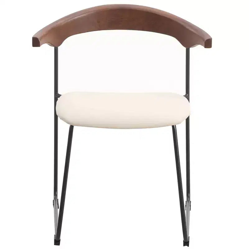 LeisureMod Lyra Series - Lot de 2 chaises de salle à manger modernes rembourrées, assise en cuir avec dossier en hêtre et pieds en fer, pour cuisine moderne, salle à manger, maison, café