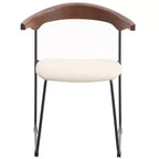 LeisureMod Lyra Series - Lot de 2 chaises de salle à manger modernes rembourrées, assise en cuir avec dossier en hêtre et pieds en fer, pour cuisine moderne, salle à manger, maison, café
