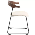 LeisureMod Lyra Series - Lot de 2 chaises de salle à manger modernes rembourrées, assise en cuir avec dossier en hêtre et pieds en fer, pour cuisine moderne, salle à manger, maison, café