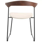 LeisureMod Lyra Series - Lot de 2 chaises de salle à manger modernes rembourrées, assise en cuir avec dossier en hêtre et pieds en fer, pour cuisine moderne, salle à manger, maison, café