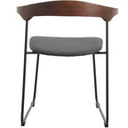 LeisureMod Lyra Series - Lot de 2 chaises de salle à manger modernes rembourrées, assise en cuir avec dossier en hêtre et pieds en fer, pour cuisine moderne, salle à manger, maison, café