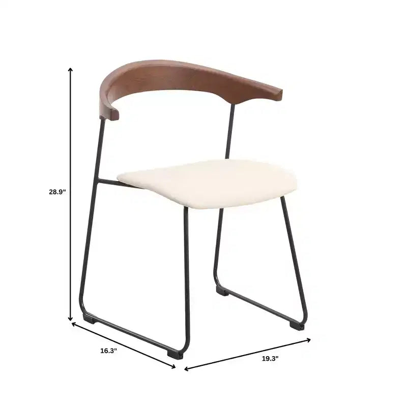 LeisureMod Lyra Series - Lot de 2 chaises de salle à manger modernes rembourrées, assise en cuir avec dossier en hêtre et pieds en fer, pour cuisine moderne, salle à manger, maison, café
