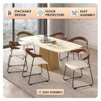 LeisureMod Lyra Series - Lot de 2 chaises de salle à manger modernes rembourrées, assise en cuir avec dossier en hêtre et pieds en fer, pour cuisine moderne, salle à manger, maison, café