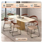 LeisureMod Lyra Series - Lot de 2 chaises de salle à manger modernes rembourrées, assise en cuir avec dossier en hêtre et pieds en fer, pour cuisine moderne, salle à manger, maison, café