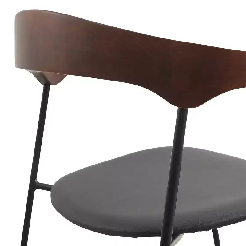 LeisureMod Lyra Series - Lot de 2 chaises de salle à manger modernes rembourrées, assise en cuir avec dossier en hêtre et pieds en fer, pour cuisine moderne, salle à manger, maison, café