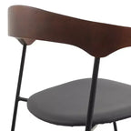 LeisureMod Lyra Series - Lot de 2 chaises de salle à manger modernes rembourrées, assise en cuir avec dossier en hêtre et pieds en fer, pour cuisine moderne, salle à manger, maison, café