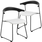LeisureMod Lyra Series - Lot de 2 chaises de salle à manger modernes rembourrées, assise en cuir avec dossier en hêtre et pieds en fer, pour cuisine moderne, salle à manger, maison, café