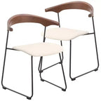 LeisureMod Lyra Series - Lot de 2 chaises de salle à manger modernes rembourrées, assise en cuir avec dossier en hêtre et pieds en fer, pour cuisine moderne, salle à manger, maison, café