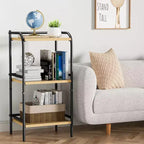Étagère de rangement industrielle à 3 niveaux avec étagères en bois et cadre en métal, rangement compact pour la décoration intérieure