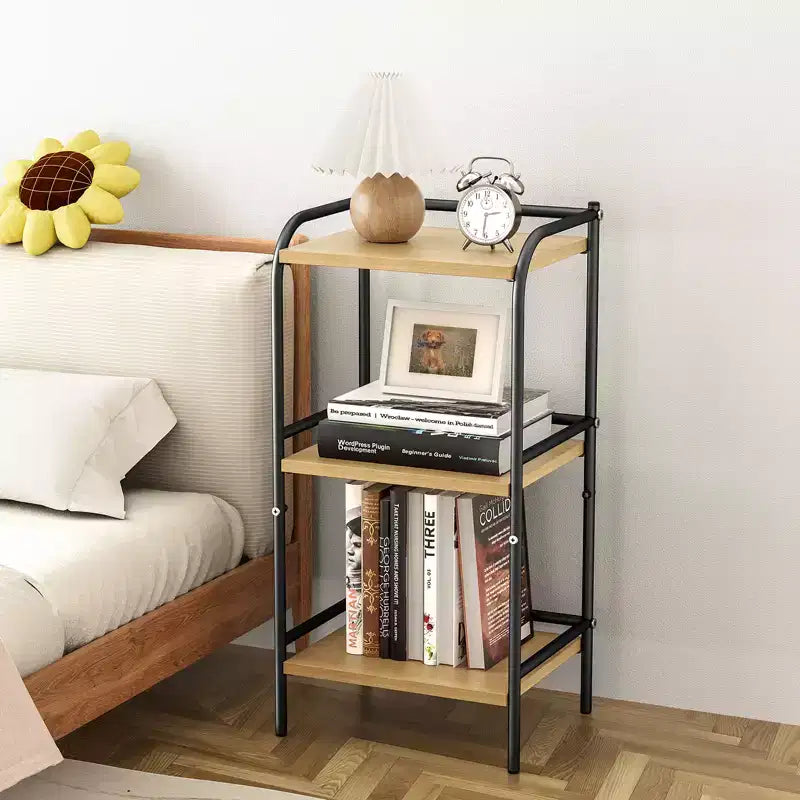 Étagère de rangement industrielle à 3 niveaux avec étagères en bois et cadre en métal, rangement compact pour la décoration intérieure