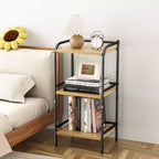 Étagère de rangement industrielle à 3 niveaux avec étagères en bois et cadre en métal, rangement compact pour la décoration intérieure