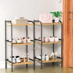 Étagère de rangement industrielle à 3 niveaux avec étagères en bois et cadre en métal, rangement compact pour la décoration intérieure