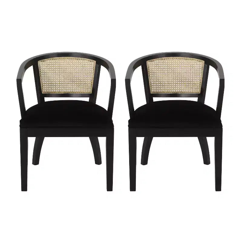 Christopher Knight Home Delwood Traditional Upholstered Rubberwood and Cane Dining Chairs (Set of 2)