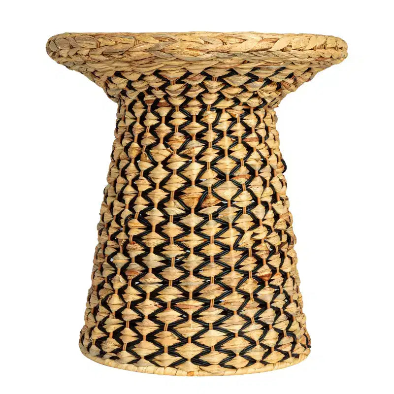 Table d'appoint en jacinthe d'eau tressée Household Essentials, noire et naturelle