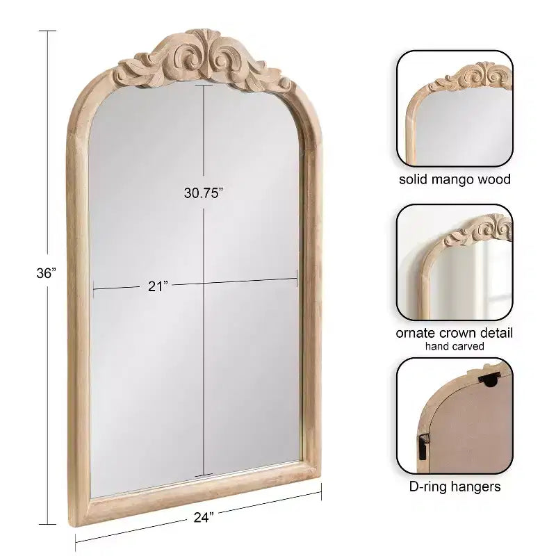Miroir arche en bois Arendahl 24x36 Kate & Laurel All Things Decor